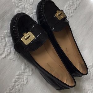 Black patent leather loafers